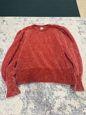 H&M Velvet Chenille Crewneck Sweater - Rust Red